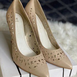 AK Anne Klein Nude Studded Heels, 9.5
